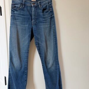 MOTHER Blue Faded Ankle Crop Jeans